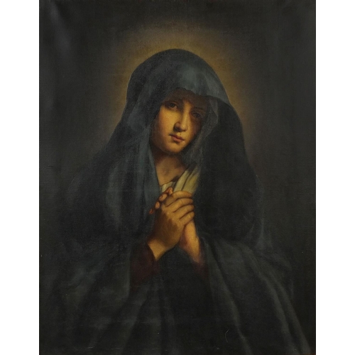 1118 - Pinx Maria Schöffmann - Oil onto canvas, portrait of a Nunn, labels verso, gilt framed, 80cm x 63cm ... 