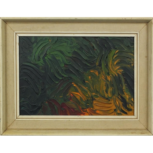 1179 - Acrylic onto board, abstract composition Thermidor, titled and inscribed verso, mounted and framed, ... 