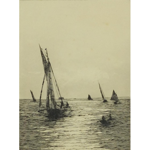 1283 - Roland Langmaid - Three pencil signed black and white etchings, including a pair titled A Summer Sea... 