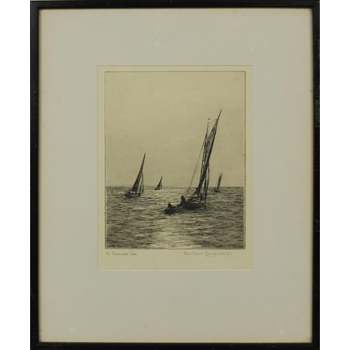 1283 - Roland Langmaid - Three pencil signed black and white etchings, including a pair titled A Summer Sea... 