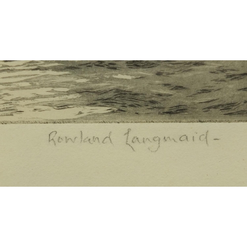 1283 - Roland Langmaid - Three pencil signed black and white etchings, including a pair titled A Summer Sea... 