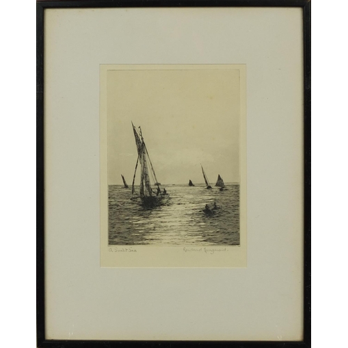 1283 - Roland Langmaid - Three pencil signed black and white etchings, including a pair titled A Summer Sea... 