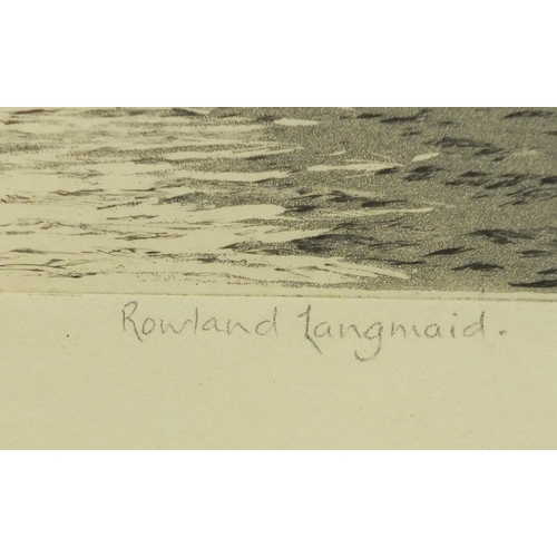 1283 - Roland Langmaid - Three pencil signed black and white etchings, including a pair titled A Summer Sea... 