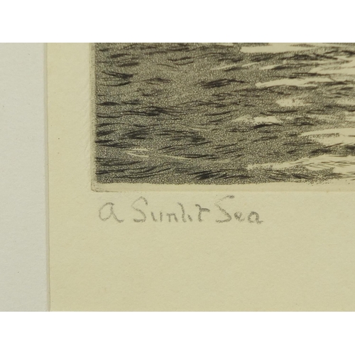 1283 - Roland Langmaid - Three pencil signed black and white etchings, including a pair titled A Summer Sea... 