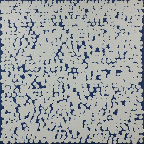 1313 - Collin Booth - Unframed oil onto canvas, abstract composition, white dots, 76cm x 76cm