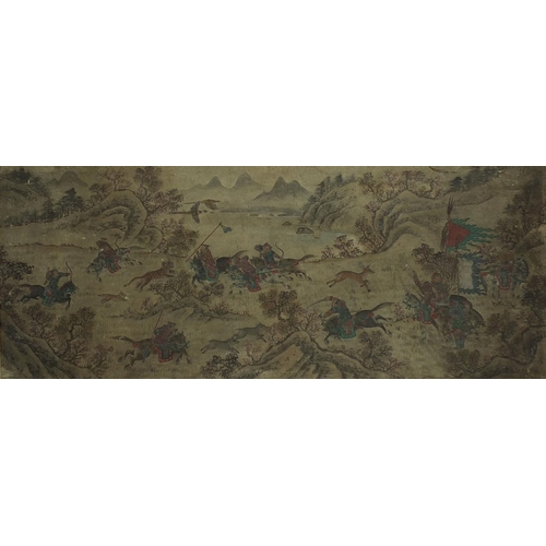 567 - Choson Dynasty Korean painting, hunting scene, often given as gifts to retiring Military Officers, t... 