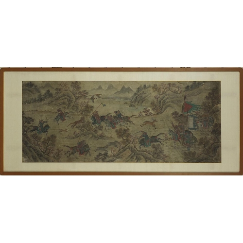 567 - Choson Dynasty Korean painting, hunting scene, often given as gifts to retiring Military Officers, t... 