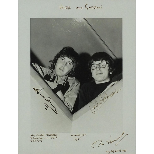 185 - Peter Asher and Gordon Waller ink signed black and white photograph, dated October 29th 1965, mounte... 