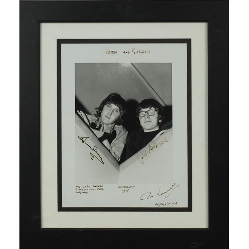 185 - Peter Asher and Gordon Waller ink signed black and white photograph, dated October 29th 1965, mounte... 