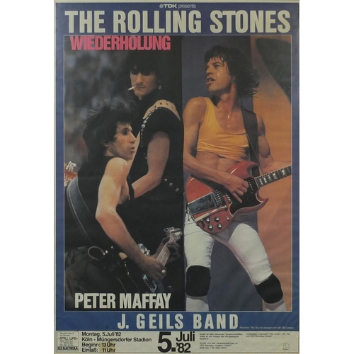 190 - The Rolling Stones 5th July 1982 coloured concert poster, framed, 118cm x 83cm excluding the frame