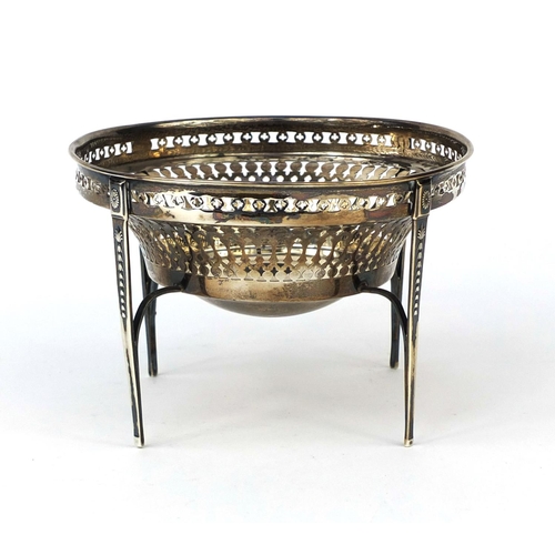 841 - Asprey silver footed bon bon dish with pierced decoration, Sheffield 1912, 10cm high x 15cm in diame... 