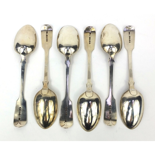 896 - Set of six Victorian silver spoons, G A London 1868, 17.5cm long, approximate weight 242.6g