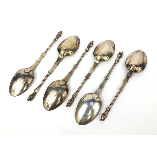 887 - Set of six Victorian silver apostle spoons, R M E H Sheffield 1870, 17cm long, approximate weight 22... 