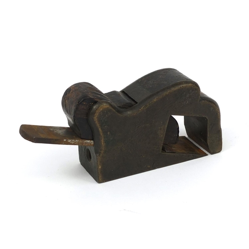 40 - 19th Century miniature brass and wooden smoothing plane, 11cm in length