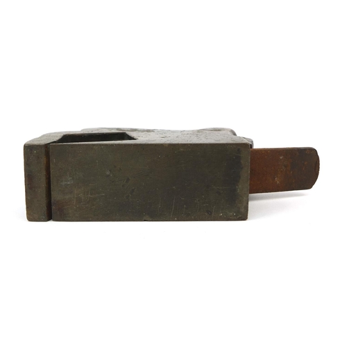 40 - 19th Century miniature brass and wooden smoothing plane, 11cm in length
