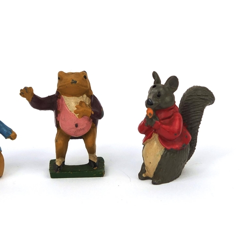 428 - Four hand painted lead Beatrix Potter figures including Jemima Puddle Duck, the largest 4.5cm high