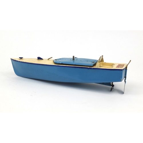 424 - Hornby tin plate speed boat Racer II, manufactured by Mecanno, with box, the boat 32cm in length