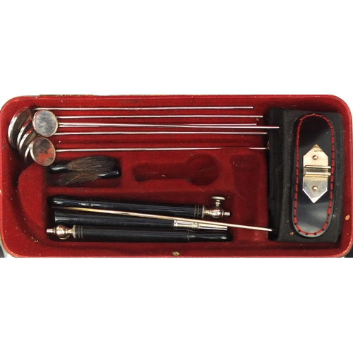 61 - Gynaecological instruments including forceps, ivory syringe housed in a velvet lined box, S Maw Son ... 