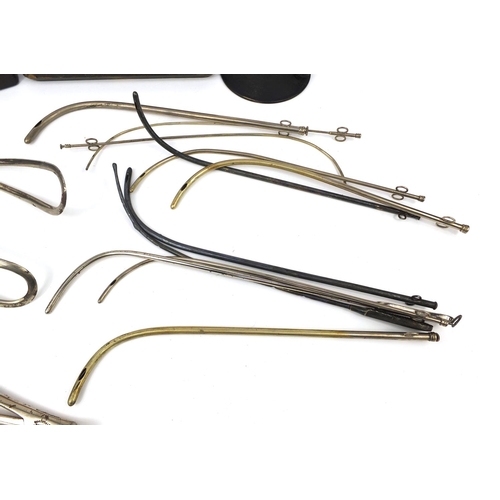 61 - Gynaecological instruments including forceps, ivory syringe housed in a velvet lined box, S Maw Son ... 