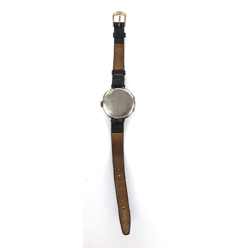 369 - Military interest silver cased trench watch with Roman numerals and enamelled dial, the case by Geor... 