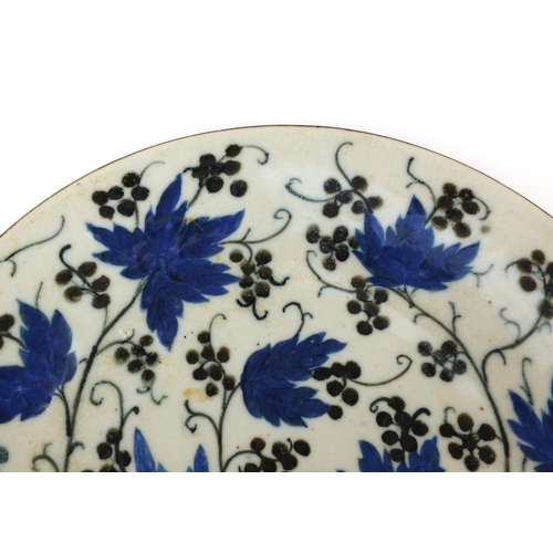 443 - Chinese stoneware charger hand painted, with squrriels amongst leaves and berries, character marks t... 