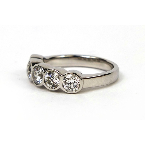 926 - 18ct white gold five stone diamond ring, size M, approximate weight 5.4g