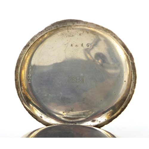 1094 - Silver ladies open face pocket watch with ornate enamel dial, the case enamelled with a bird amongst... 