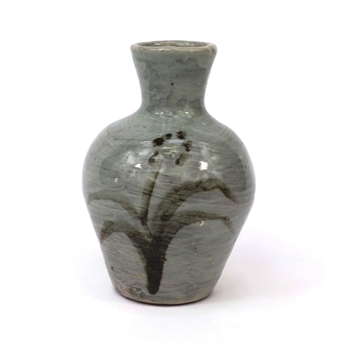 766 - St Ives studio pottery vase by Trevor Corser, impressed marks around the foot rim, 19cm high