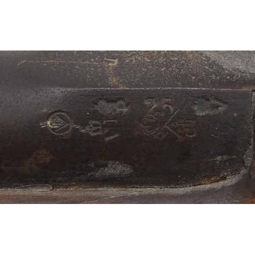 389 - 19th century Enfield bolt action percussion rifle with proof marks VR, dated 1859, 124cm in length