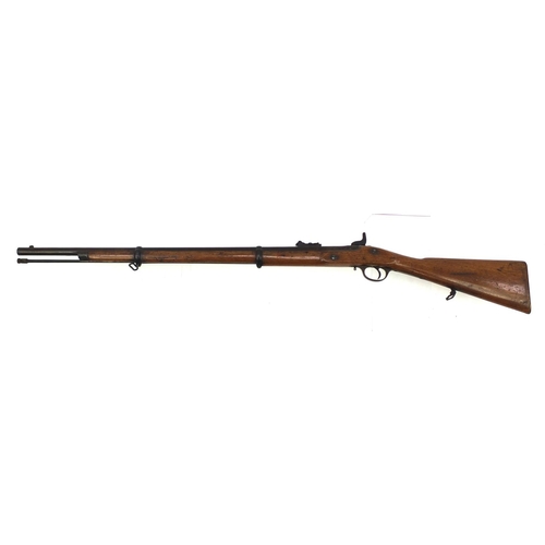 389 - 19th century Enfield bolt action percussion rifle with proof marks VR, dated 1859, 124cm in length