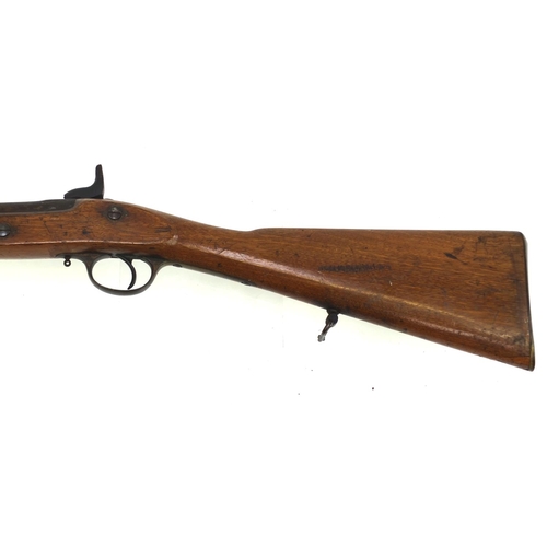 389 - 19th century Enfield bolt action percussion rifle with proof marks VR, dated 1859, 124cm in length