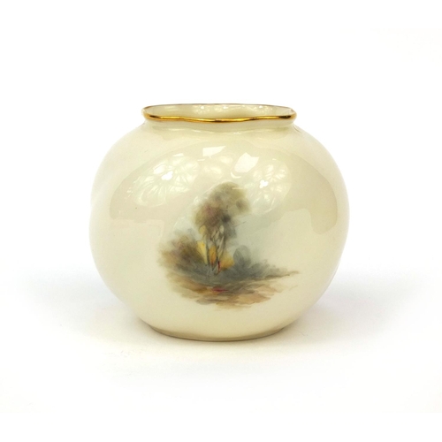 698 - Royal Worcester porcelain pot by Jas Stinton, hand painted with a male and female pheasant, factory ... 