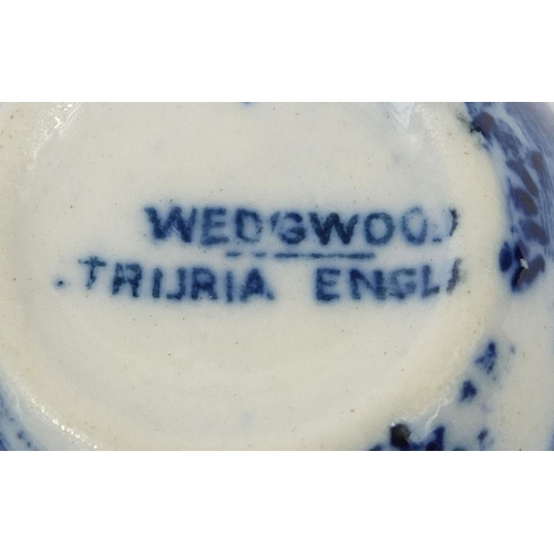 712 - Childs Wedgwood Eturia four place tea set, decorated with landscape scenes, each with factory marks ... 