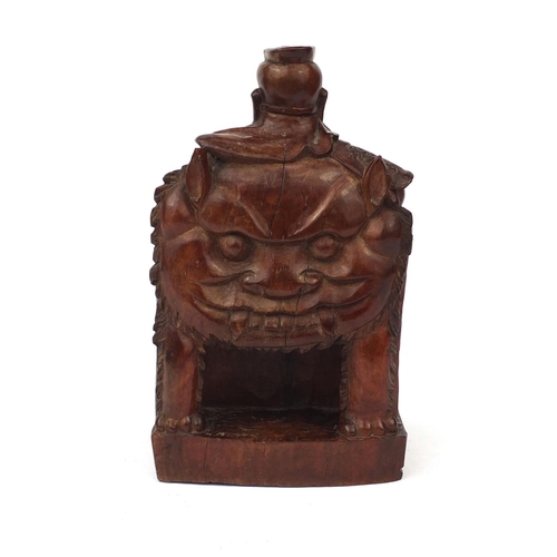 544 - Chinese root carving of a seated Emperor holding a scroll, 28cm high