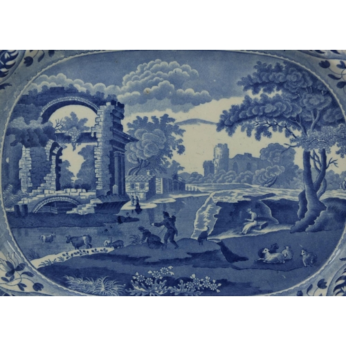 713 - Copeland Spode Italian pattern meat plate, factory marks to the reverse, impressed 50, 42.5cm wide