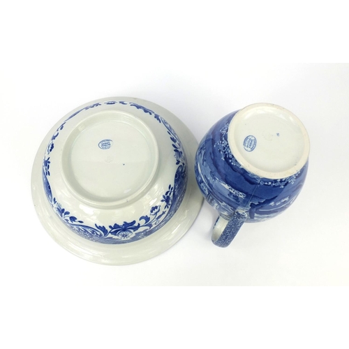 718 - Copeland Spode Italian pattern wash basin and jug, factory marks to the bases of each, the bowl 32cm... 