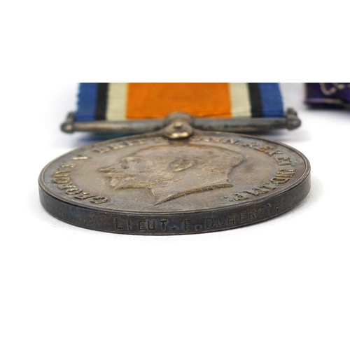 327 - British Military World War I trio, awarded to LIEUT.E.DOHERTY.R.A.M.C comprising The Victory medal, ... 