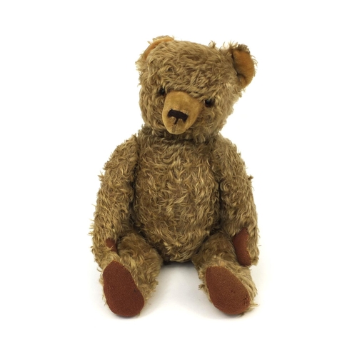 401 - Vintage teddy bear with jointed limbs and beaded glass eyes, 58cm in length