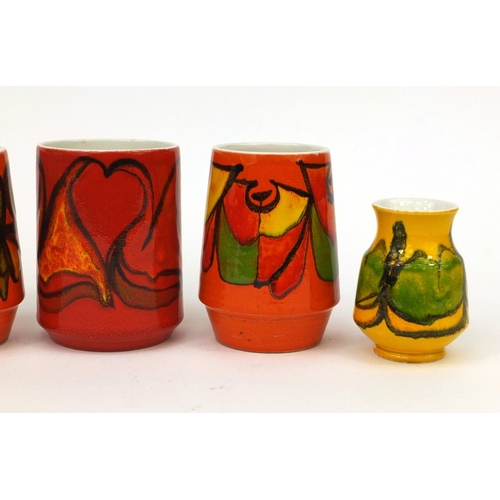 781 - Six Poole Pottery Delphis vases including a pair by Cynthia Bennett, each with factory marks to the ... 