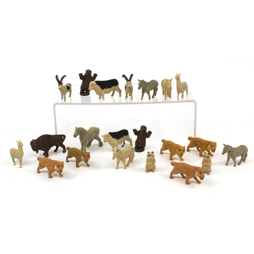 430 - Group of textured lead animals including zoo animals and bears examples, the largest 5.5cm high