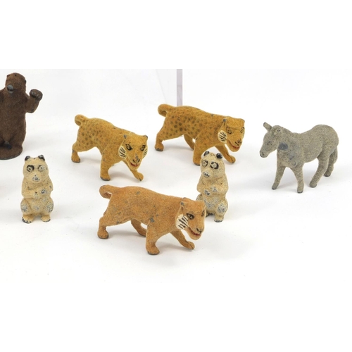 430 - Group of textured lead animals including zoo animals and bears examples, the largest 5.5cm high