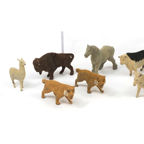 430 - Group of textured lead animals including zoo animals and bears examples, the largest 5.5cm high