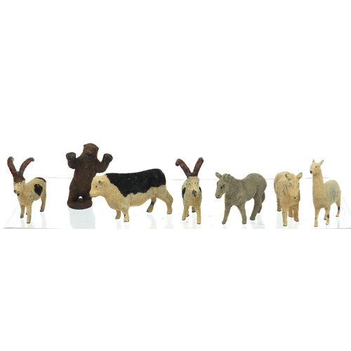 430 - Group of textured lead animals including zoo animals and bears examples, the largest 5.5cm high