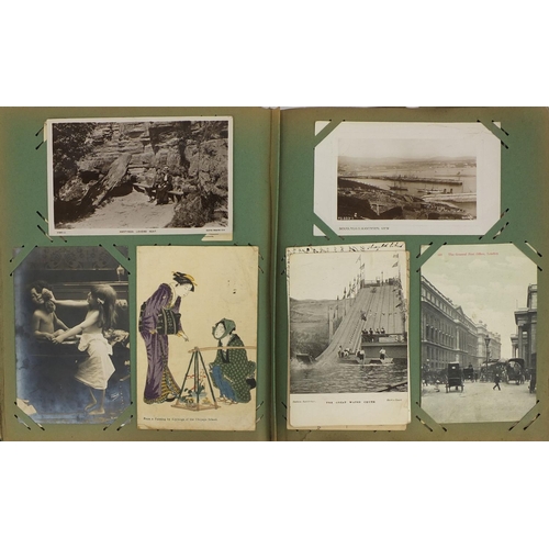 200 - Album of postcards including shop fronts, street scenes, some Military and some topographical exampl... 