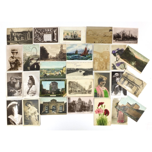 200 - Album of postcards including shop fronts, street scenes, some Military and some topographical exampl... 