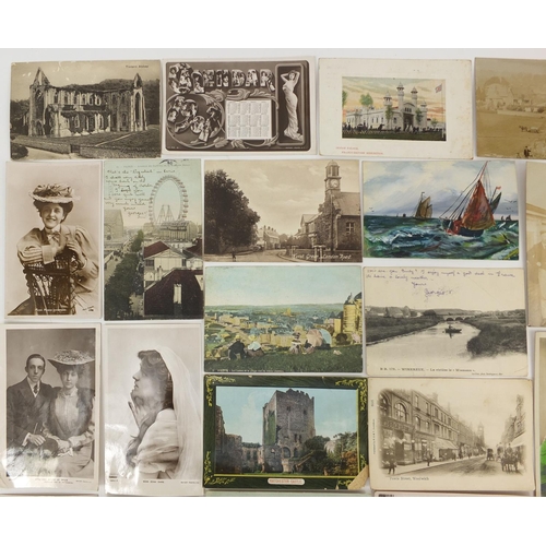 200 - Album of postcards including shop fronts, street scenes, some Military and some topographical exampl... 