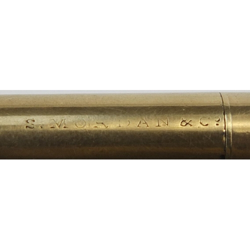 120 - S Mordan & Co unmarked gold propelling pencil, 6.5cm in length, approximate weight 20.8g