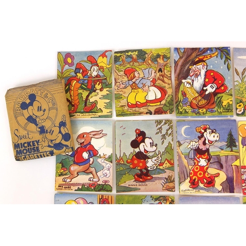 432 - Set of Barratt & Co's sweet Mickey Mouse cigarette cards with sleeve, each 7cm high