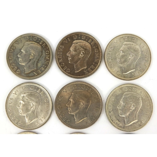 296 - Nine George VI half crowns comprising dates 1937,1939, 1940 1942, 1944, 1945, 1946, 1948 and 1950