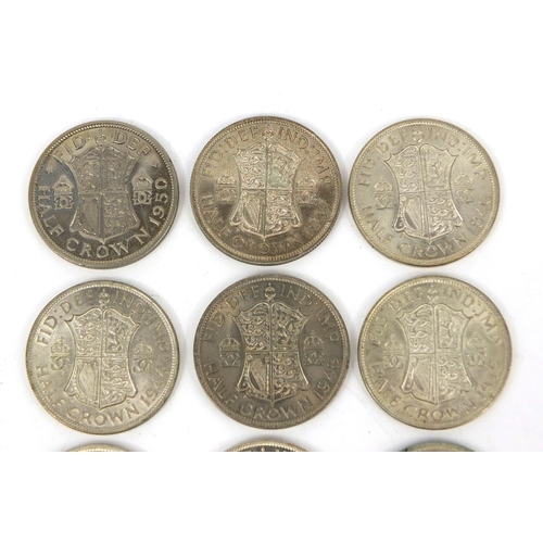 296 - Nine George VI half crowns comprising dates 1937,1939, 1940 1942, 1944, 1945, 1946, 1948 and 1950